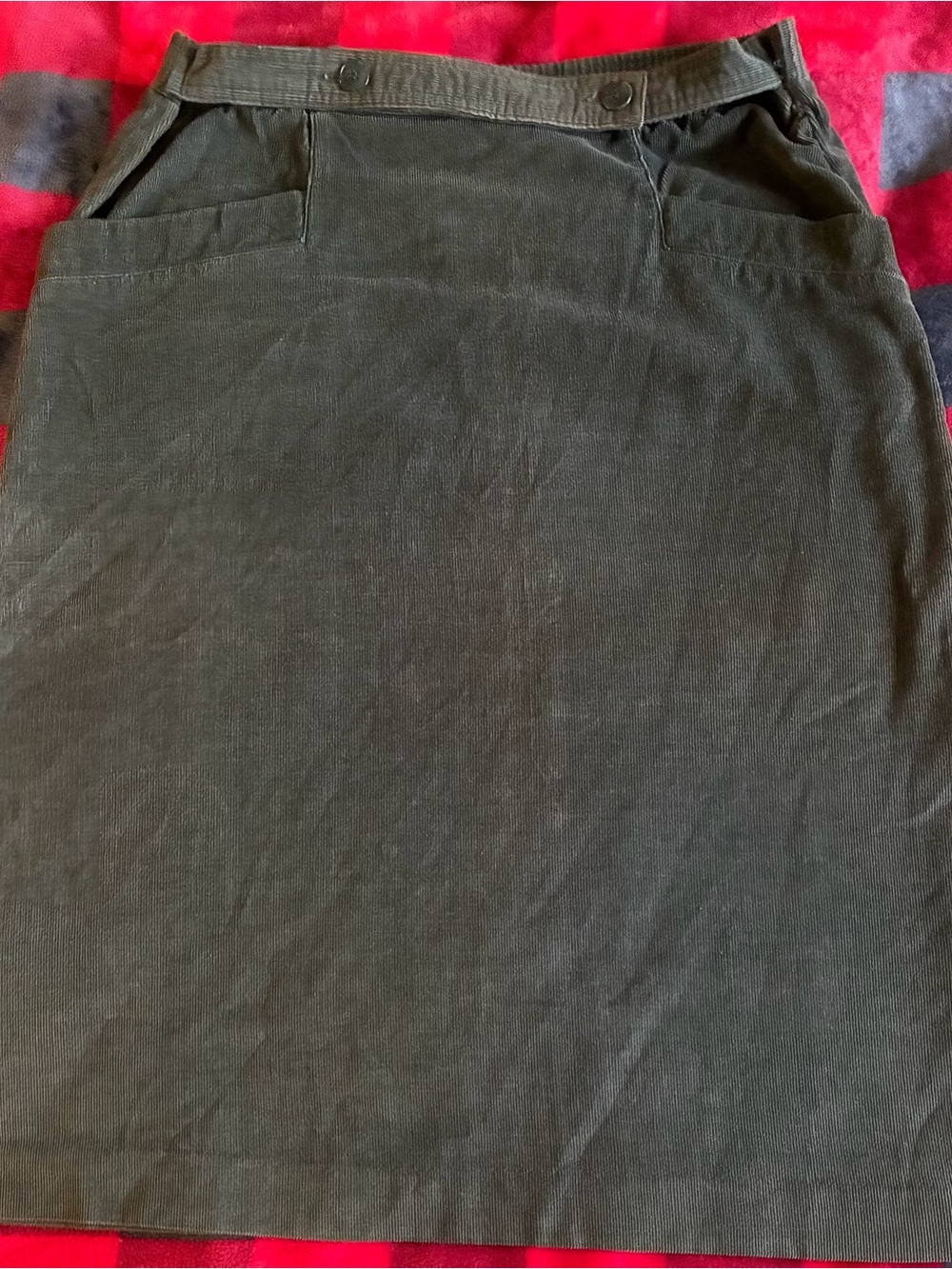 Classic Pencil Corduroy Skirt in Olive